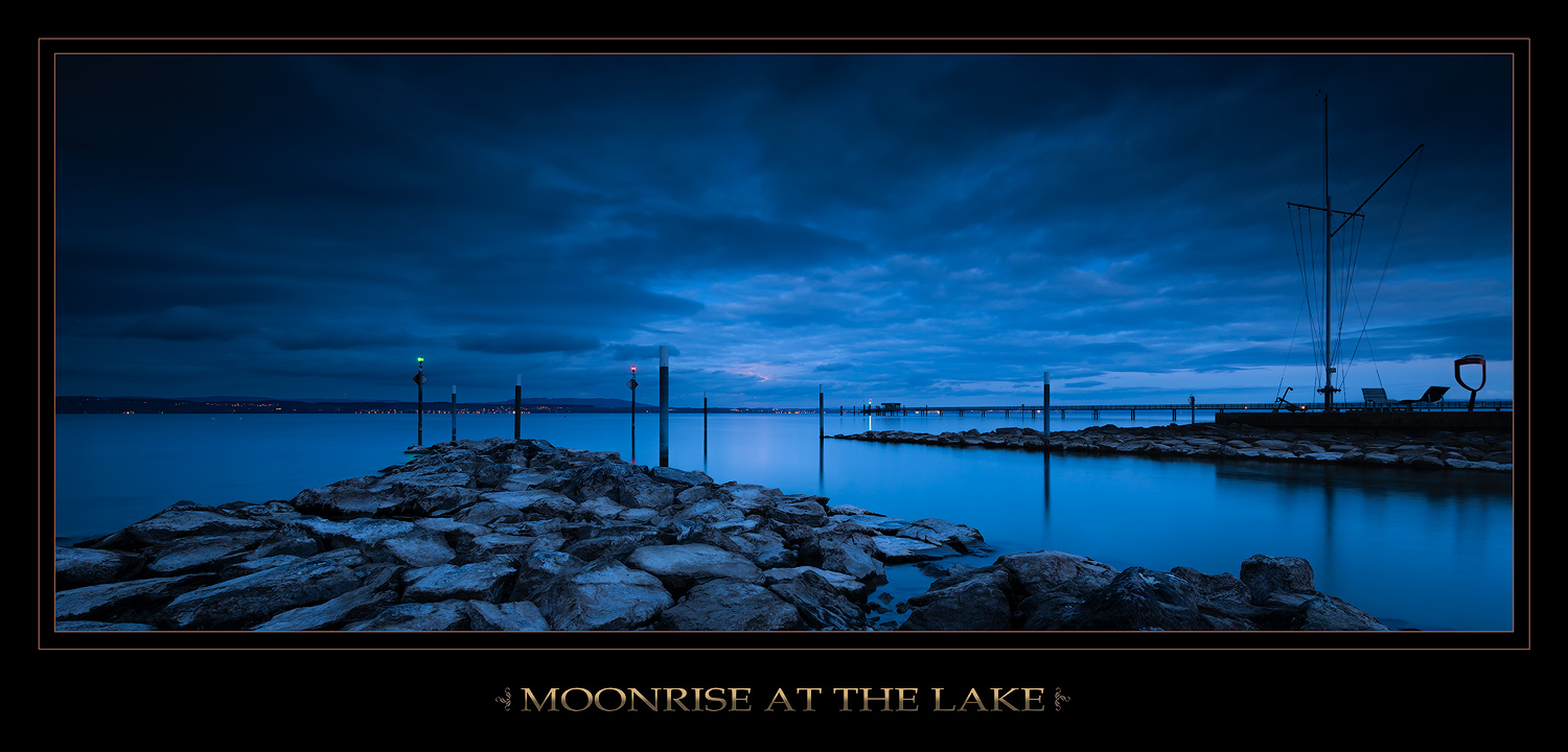 Panorama Moonrise at the lake